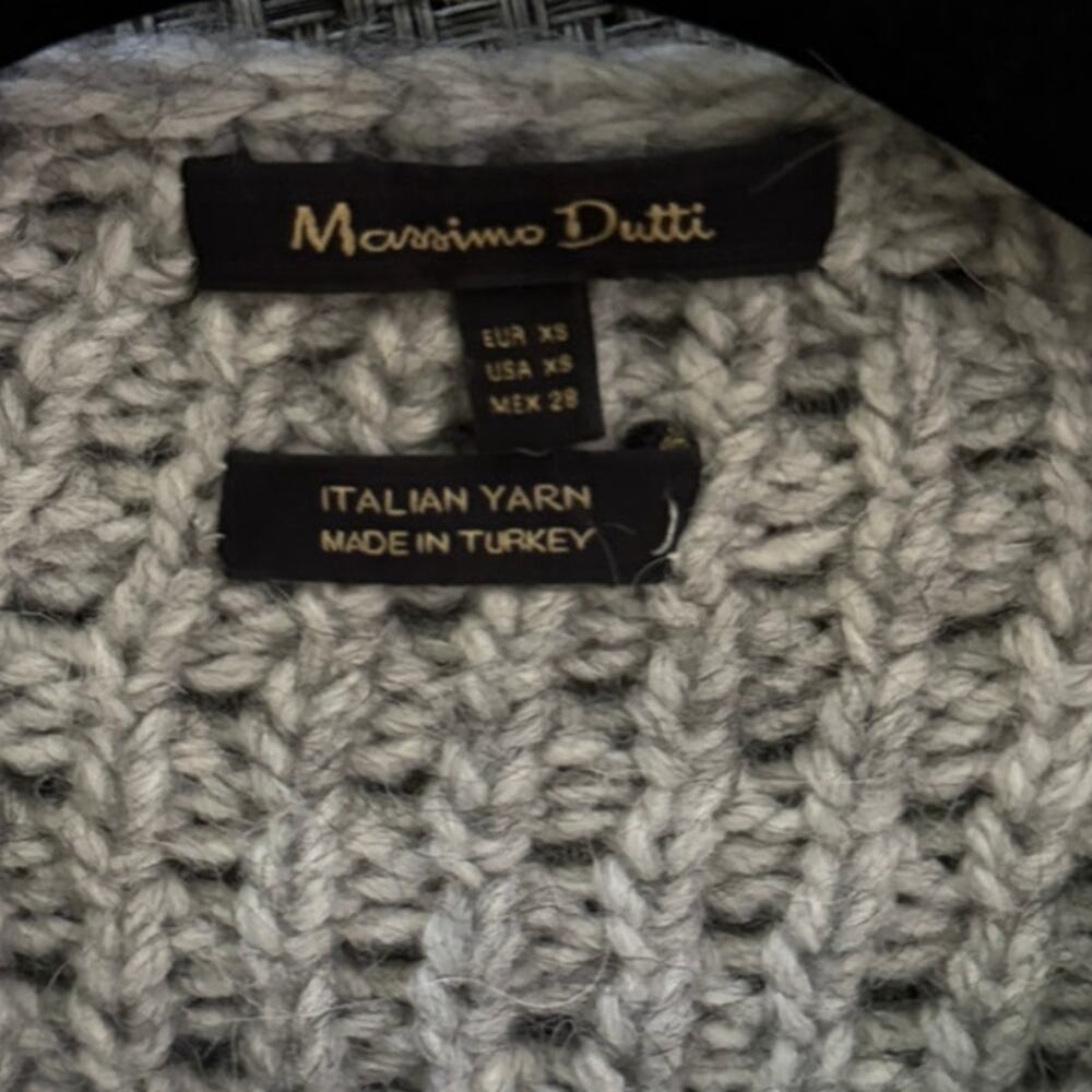 MASSIMO DUTTI Wool/Alpaca Waffle Knit Oversize Zip Cardigan Coatigan XS Gray - Picture 3 of 5